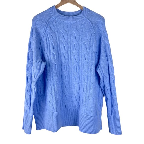 Aerie Blue UnREAL Cable Knit Crew Neck Pullover Sweater - Picture 1 of 6
